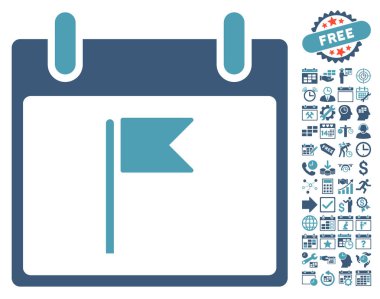 Bayrak takvim gün düz vektör simgesi Bonus ile