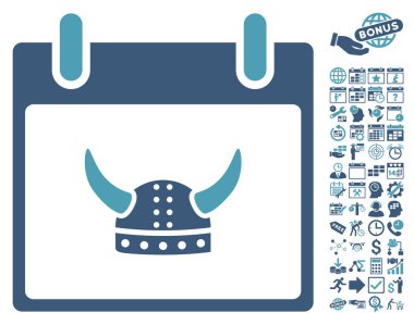 Boynuzlu miğfer takvim gün düz vektör simge Bonus ile