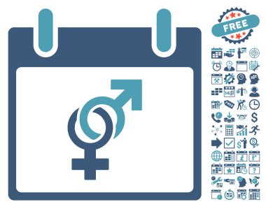 Bonus ile evlilik takvim gün düz vektör simgesi