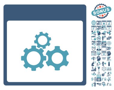 Mekanik vites ile Bonus sayfa düz vektör simge takvim