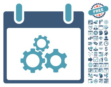 Mekanik vites takvim gün düz vektör simge Bonus ile