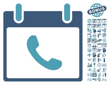 Bonus ile telefon takvim gün düz vektör simgesi