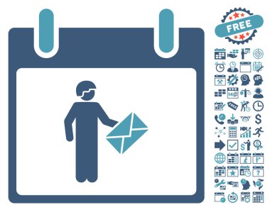 Postacı takvim gün düz vektör simge Bonus ile