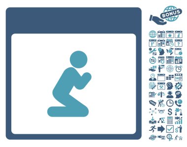 Kişi takvim sayfa düz vektör simge Bonus ile dua