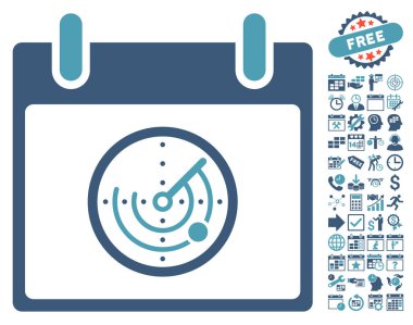 Bonus ile radar takvim gün düz vektör simgesi