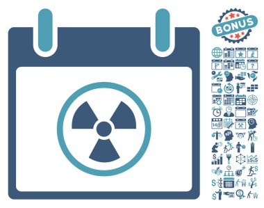 Bonus ile radyoaktif takvim gün düz vektör simgesi