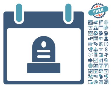 Bonus ile rip anıt takvim gün düz vektör simgesi