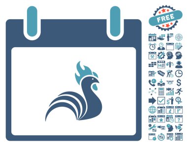 Bonus ile horoz takvim gün düz vektör simgesi