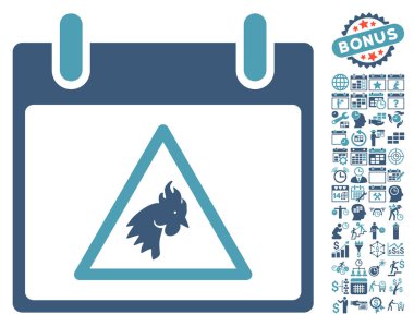 Takvim gün düz vektör simge Bonus ile uyarı horoz