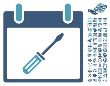 Tornavida takvim gün düz vektör simge Bonus ile ayarlama