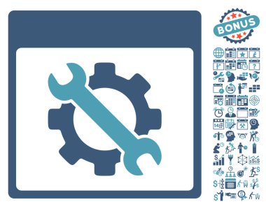 Ayarları araçları ile Bonus sayfa düz vektör simge takvim