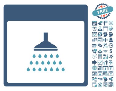 Bonus ile duş takvim sayfa düz vektör simgesi