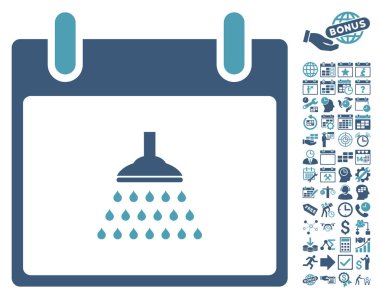 Bonus ile duş takvim gün düz vektör simgesi