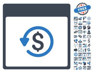 Bonus ile ters ibraz takvim sayfa düz vektör simgesi