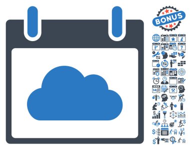 Bonus ile bulut takvim gün düz vektör simgesi