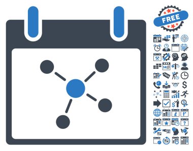 Bonus ile bağlantıları takvim gün düz vektör simgesi