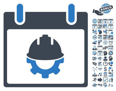 Bonus ile Geliştirme takvim gün düz vektör simgesi