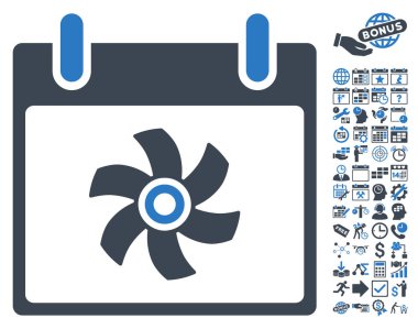Bonus ile fan takvim gün düz vektör simgesi