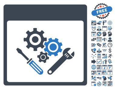 Vites araçlar ile Bonus sayfa düz vektör simge takvim