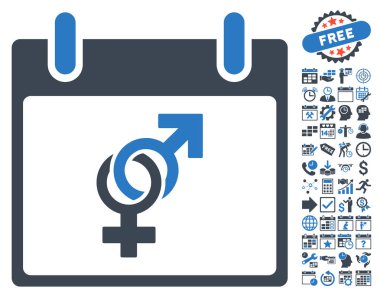 Bonus ile evlilik takvim gün düz vektör simgesi