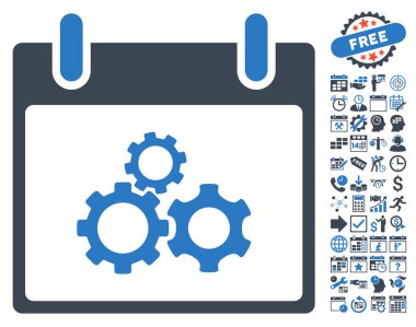 Mekanik vites takvim gün düz vektör simge Bonus ile