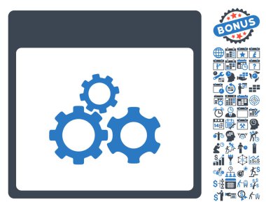 Mekanik vites ile Bonus sayfa düz vektör simge takvim