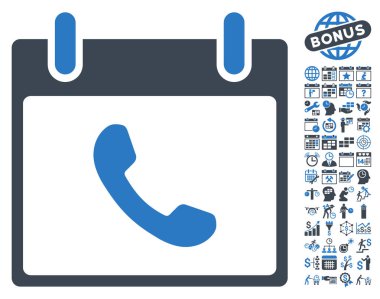 Bonus ile telefon takvim gün düz vektör simgesi