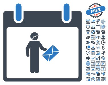 Postacı takvim gün düz vektör simge Bonus ile