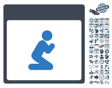 Kişi takvim sayfa düz vektör simge Bonus ile dua