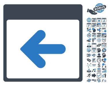 Önceki takvim gün düz vektör simge Bonus ile