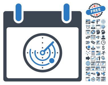 Bonus ile radar takvim gün düz vektör simgesi