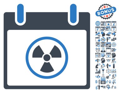 Bonus ile radyoaktif takvim gün düz vektör simgesi