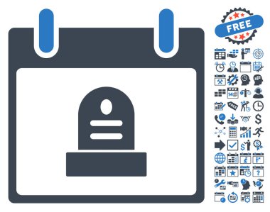 Bonus ile rip anıt takvim gün düz vektör simgesi