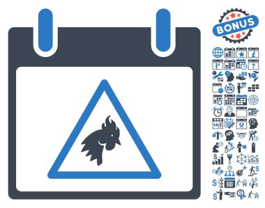 Takvim gün düz vektör simge Bonus ile uyarı horoz