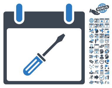 Tornavida takvim gün düz vektör simge Bonus ile ayarlama