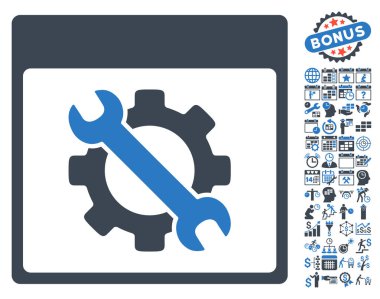 Ayarları araçları ile Bonus sayfa düz vektör simge takvim