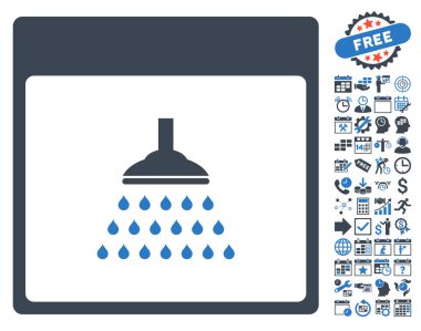 Bonus ile duş takvim sayfa düz vektör simgesi