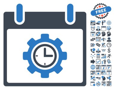 Bonus ile zaman dişli takvim gün düz vektör simgesi