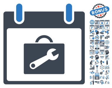 Araç kutusu takvim gün düz vektör simgesi Bonus ile