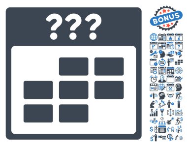 Bonus ile bilinmeyen ay takvimi kılavuz düz vektör simgesi