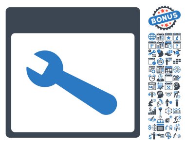 İngiliz anahtarı aracı takvim sayfa düz vektör simgesi Bonus ile