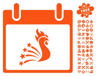 Bonus ile şenlikli horoz takvim gün vektör simgesi