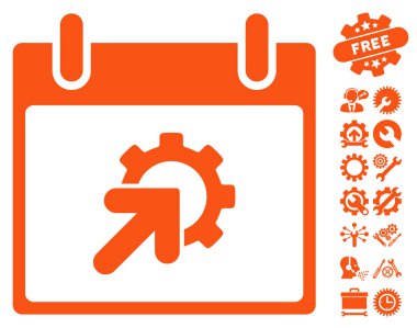 Bonus ile dişli Tümleştirme takvim gün vektör simgesi