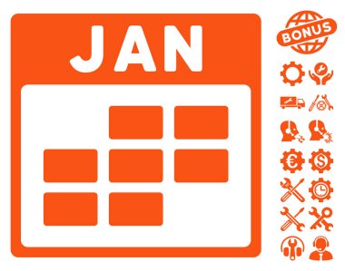 Bonus ile Ocak takvim kılavuz vektör simgesi