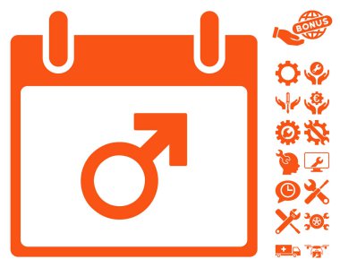 Bonus ile Mars erkek sembol takvim gün vektör simgesi