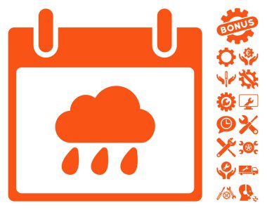 Bonus ile yağmur bulutu takvim gün vektör simgesi