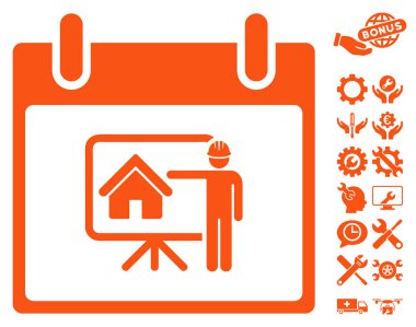 Bonus ile gayrimenkul geliştirici takvim gün vektör simgesi