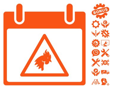 Takvim gün vektör simge Bonus ile uyarı horoz