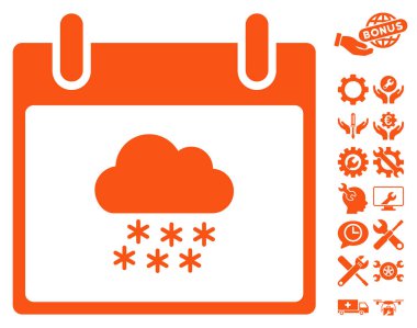 Bonus ile kar bulut takvim gün vektör simgesi