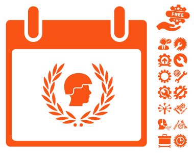 Bonus ile asker defne çelengi takvim gün vektör simgesi